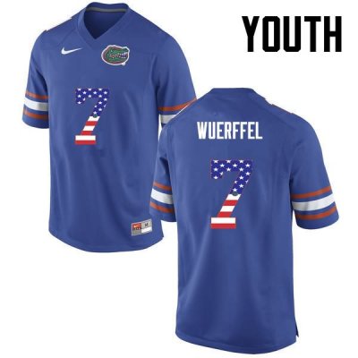 Youth Florida Gators #7 Danny Wuerffel NCAA Nike Blue USA Flag Fashion Authentic Stitched College Football Jersey LWU1162DH